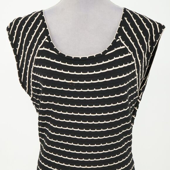 Jessica Simpson Sweater Dress Womens XL Black Ivory Stripes Knit Fit n Flare - Picture 7 of 12